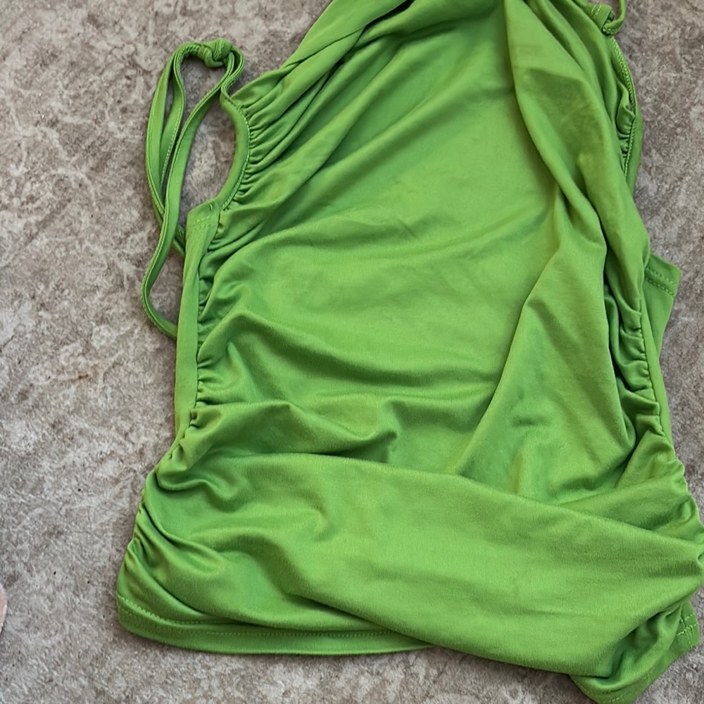 Vibrant Green Ruched Tank Top